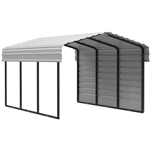 Arrow Storage Products Galvanized Steel Carport, W/ 1-Sided Enclosure, Compact Car Metal Carport Kit, 10'x15'x7', Eggshell CPH101507ECL1 - main